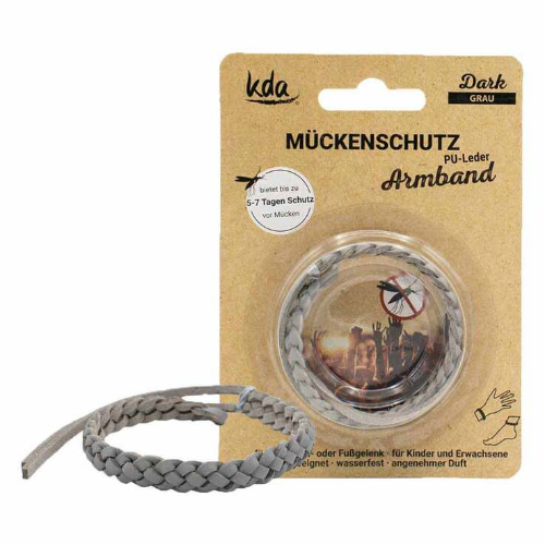 MÜCKENSCHUTZ Armband PU-Leder grau KDA