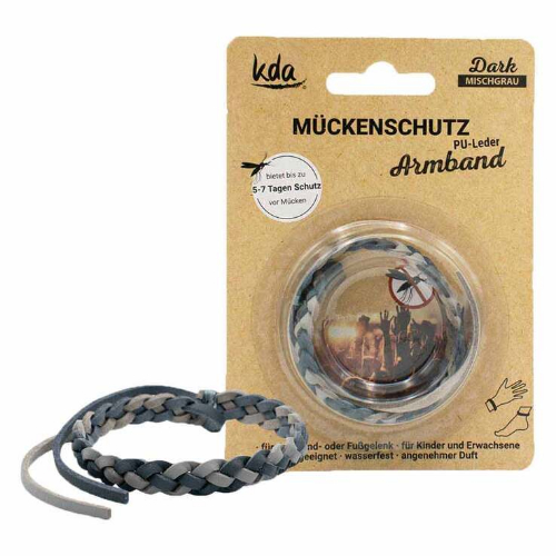MÜCKENSCHUTZ Armband PU-Leder mischgrau KDA